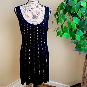 Mandee Vertical Studded Black Sleeveless Dress M